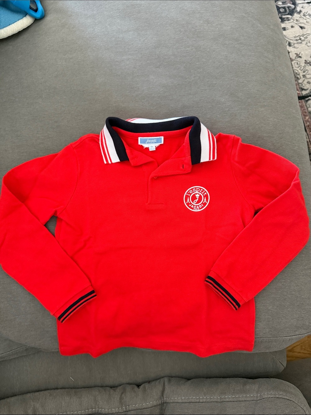 Jacadi Red Long-Sleeve Polo Shirt with Emblem - Kids size 4